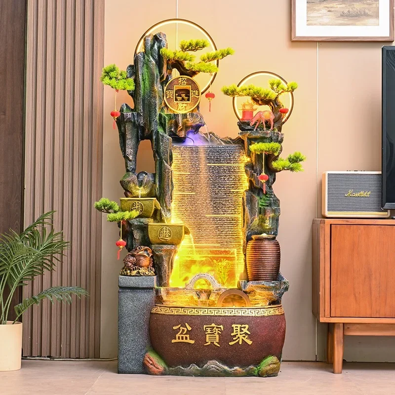 South East Asia Living Room Lucky Decoration Entrance Ornament Water Curtain Wall Office Rockery Flowing Water Fountain Opening