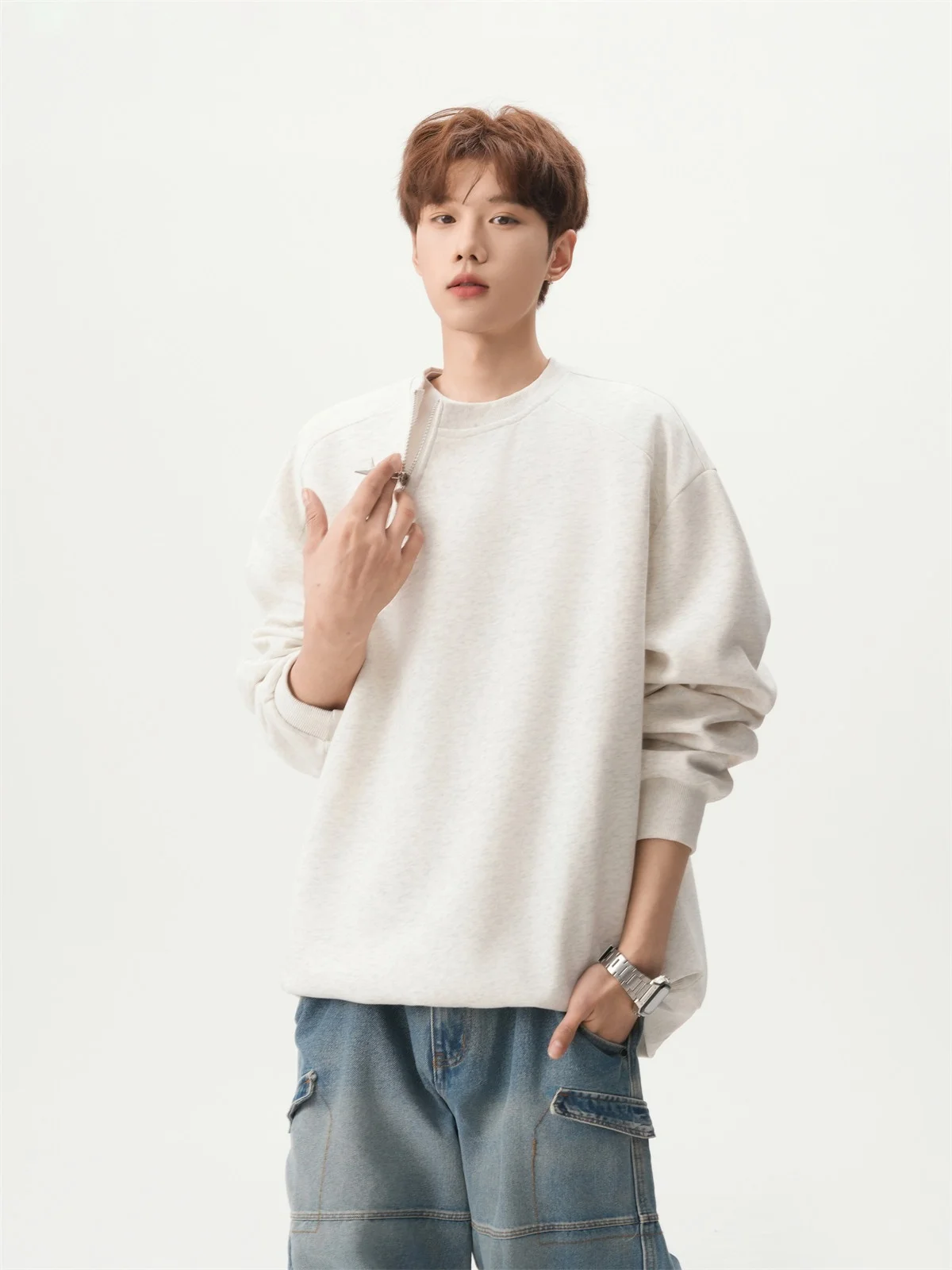 

Мужские худи без капюшона на молнии до середины груди с граффити, уличным искусством, городской культурой, эффектом спрей-краски, смелым креативным художественным дизайном, уникальные, модные, молодежные, городские, BF-стиль