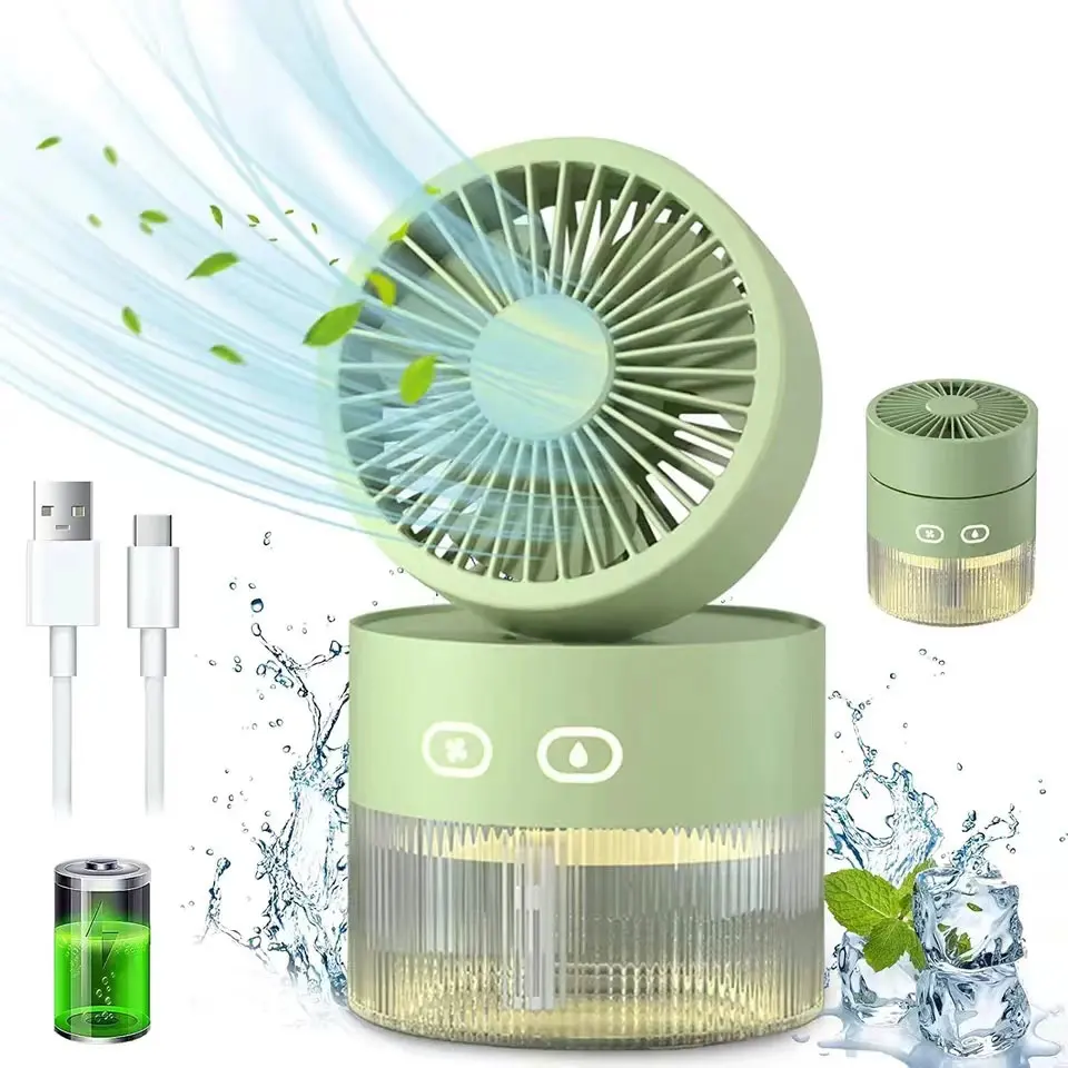 

Humidify Spray Fan With Air Humidifier 350ml Table Fan 1500mAh Usb Rechargeable Portable Fan Essential Diffuser Night Light