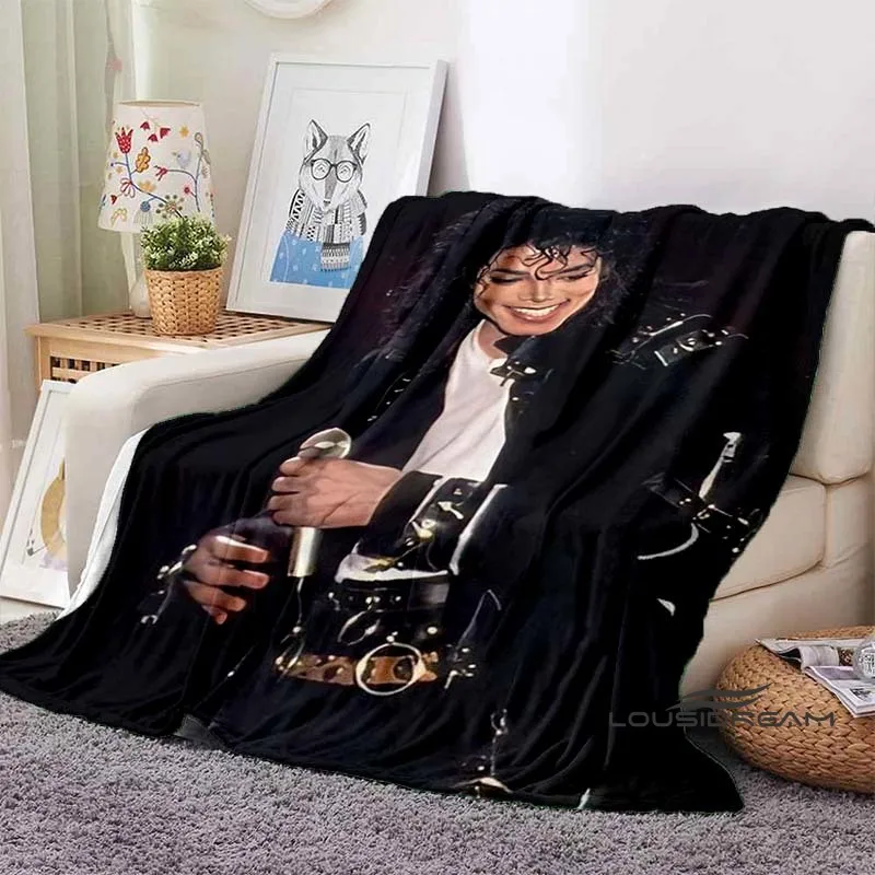 Customizable Michael Jackson 3D Retro Print Blanket All Seasons Universal Flannel Blanket Holiday Gift