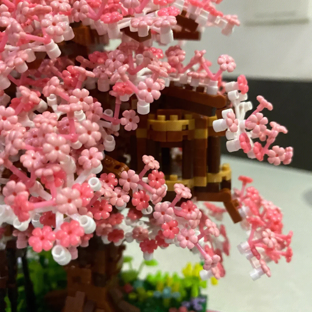 Bloques de construcción 3D de Sakura House para niños, juguete de construcción con diseño de árbol romántico de ensueño, modelo pequeño de flores, bricolaje, 2138 piezas