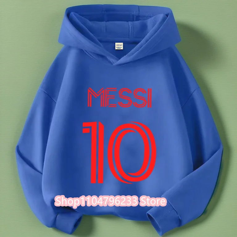 Soccer Star Messi Cartoon Children's Hoodie Cartoon Printed Spring Long-sleeved Sweatshirt Casual Top for Boys and Girls