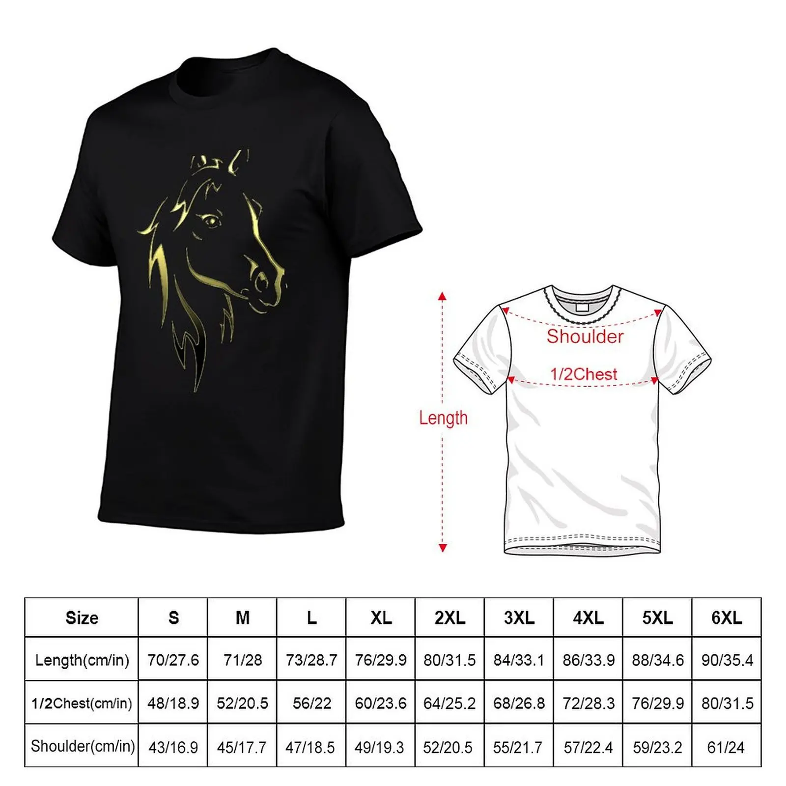 Funny Yellow Horse Head Silhouette T-Shirt Halloween Casual T-Shirt