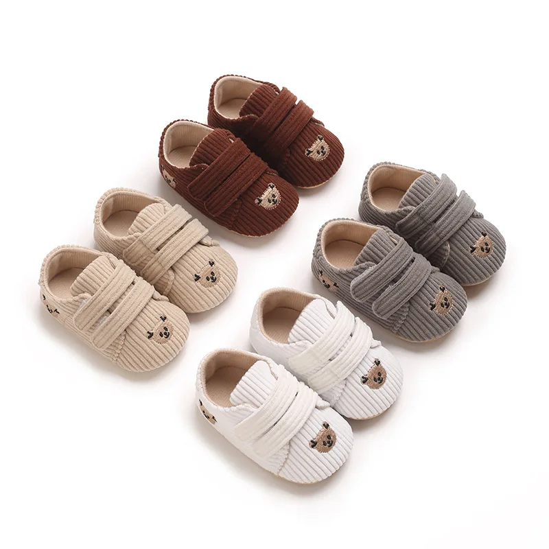 

spring Cartoon All Cotton Apricot Colored Bear Baby Cotton Shoes With Plush Insulation and Soft Soles For Baby Walking Shoes