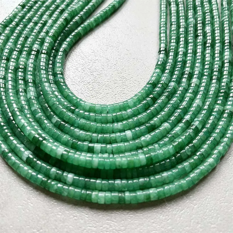 Cuentas Heishi de Esmeralda de Brasil, color verde claro, 2x4MM, para collar DIY, pulsera, fabricación de joyas, piedras preciosas, disco redondo plano, tamaño pequeño