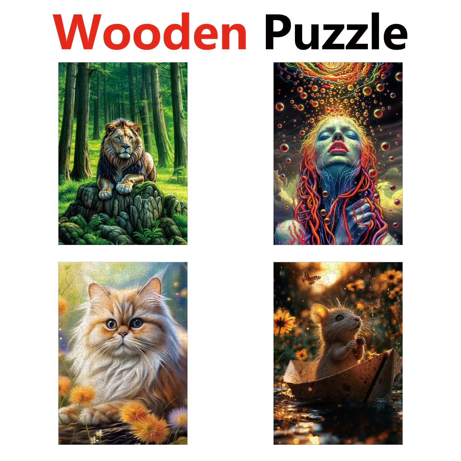 

Lions Humans Cats Mice Animal Puzzles High Quality Jigsaw Puzzle Wooden Puzzle Best Christmas Gift