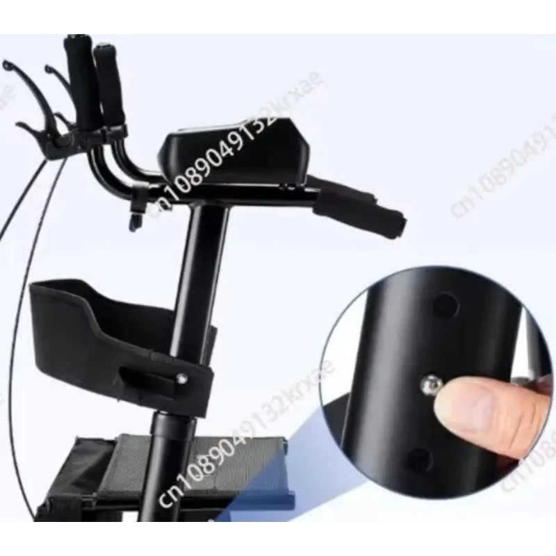 Aluminum Alloy Rollator Walker, 360° Swivel Wheels Height Adjustable Handle, Post-Surgery Rehabilitation Aid with Lumbar Support