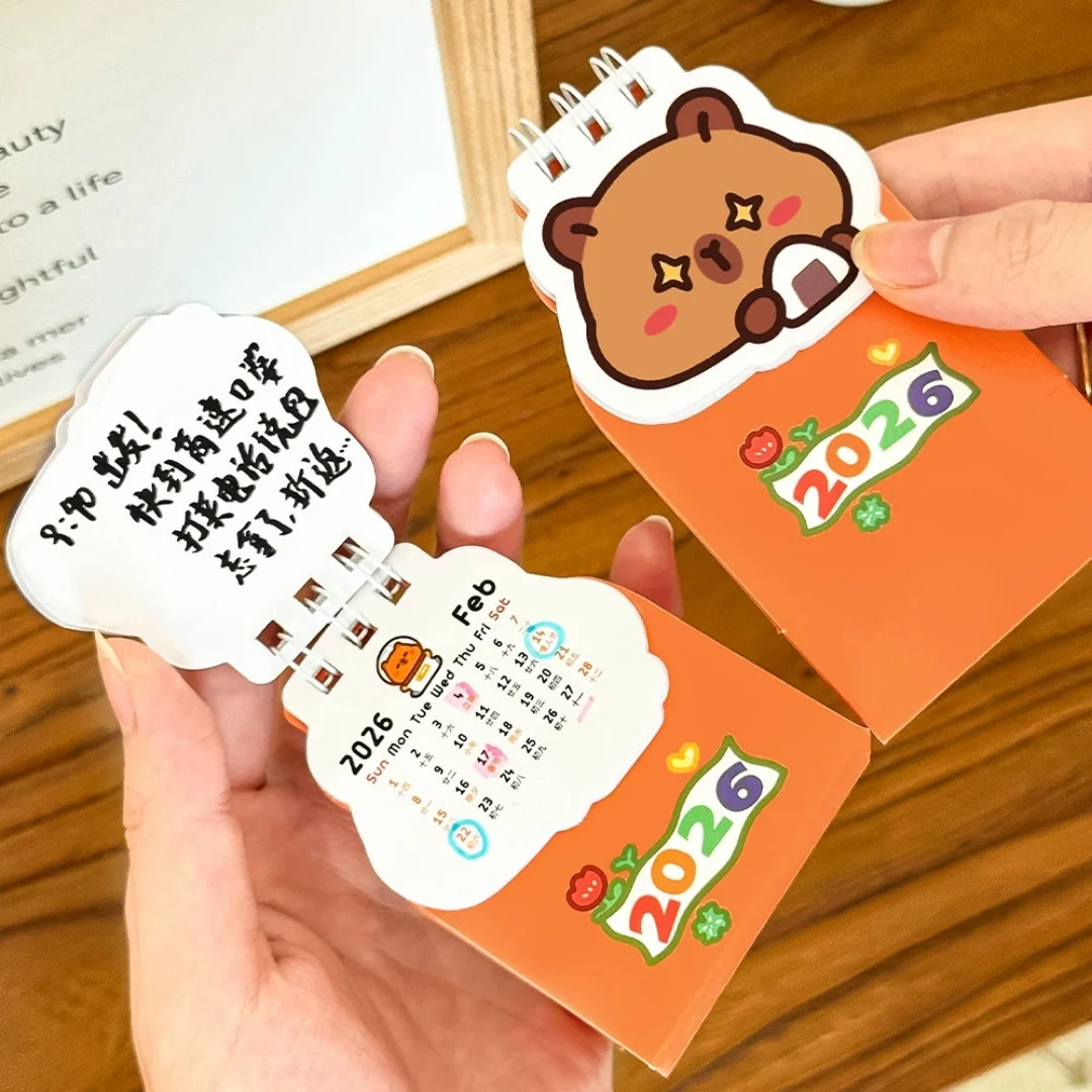 2026 Mini Capybara Desk Calendar Pocket Portable Daily Calendar Planner Desktop Decoration Office Stationery