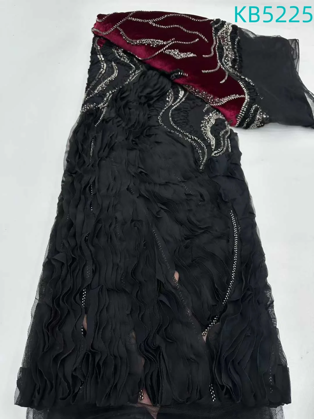 African Nigerian Groom Tulle Lace Fabric High Quality Sequins Embroidery Lace Beaded French Mesh For Wedding Party Dress KB5225