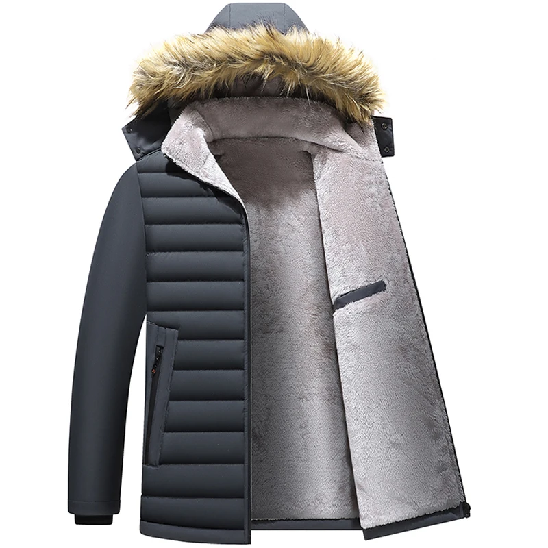 سترة رجالية ستاند رجالي سترة شتوية جديدة بقلنسوة سترة صوفية دافئة سترات رجال الأعمال الترفيه معطف البيسبول معاطف