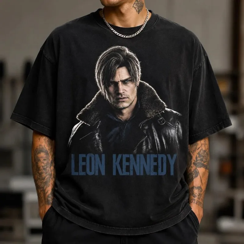 Leon Kennedy Vintage Shirt, Resident Evil Women's T-shirt, Summer New Unisex High Street T-shirt