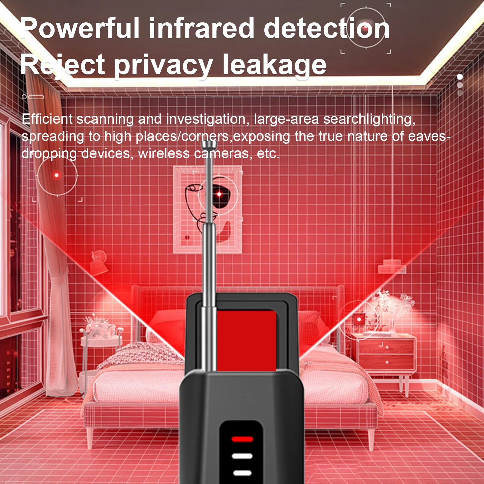 

Hidden Camera Detector Wireless Signal Infrared Scanner Anti-Spy Detector Professional GPS Search Devices Security Protection
