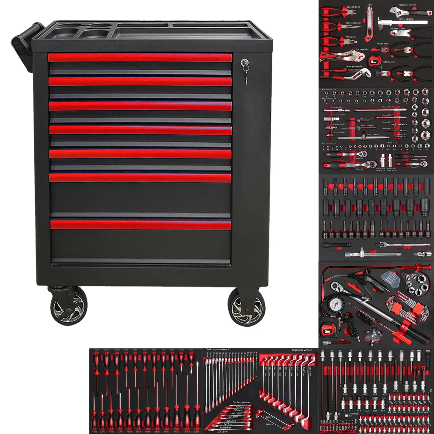 

324PCS Professional Garage And Workshop Tool Sets In Heavy Tool Cabinet For Auto Repairing And Car Services