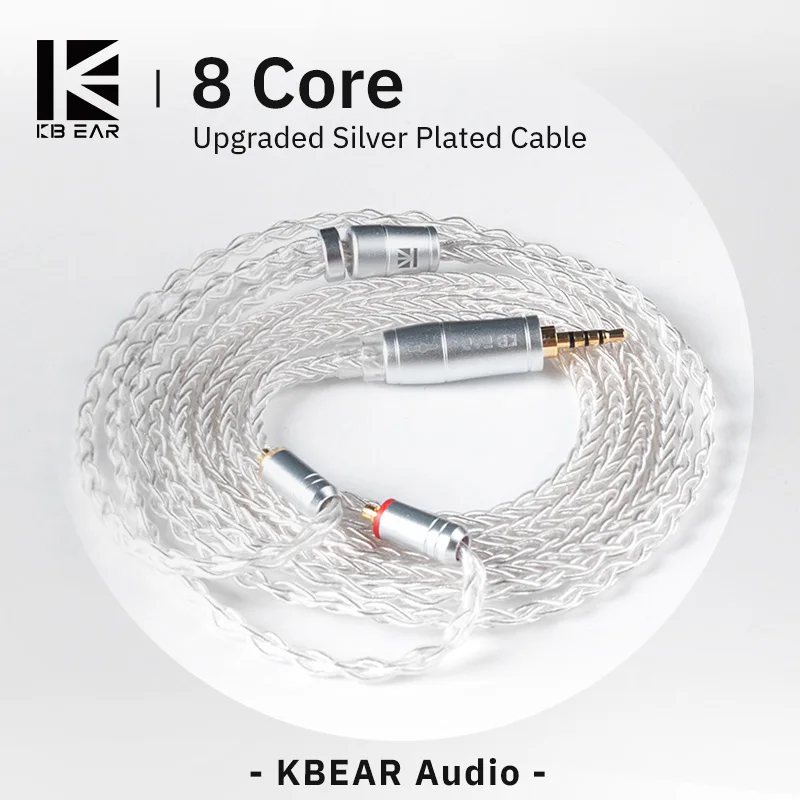 KBEAR 8 Core ترقية الفضة السلكية سماعة كابل 2PIN/MMCX/QDC سماعات الألعاب سماعات الأذن سماعة KBEAR KS1 KS2 TRI Meteor IEMs