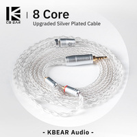 KBEAR 8 Core Upgraded Silver Wired Earphone Cable 2PIN/MMCX/QDC Gaming Headphones Earbuds Headset KBEAR KS1 KS2 TRI Meteor IEMs