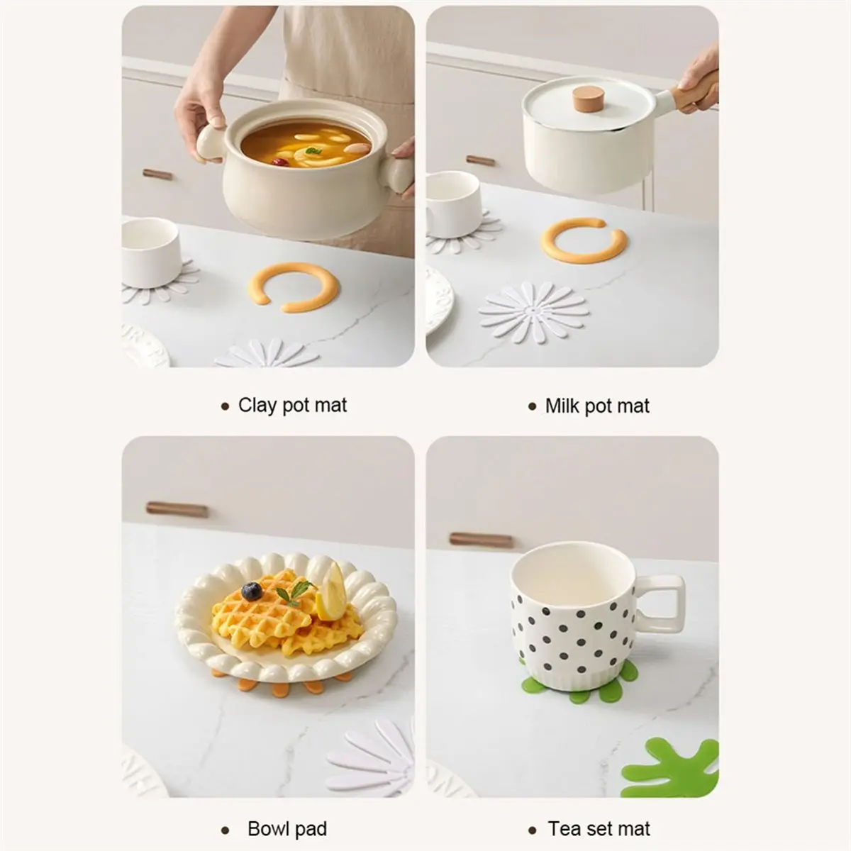 Daisy Non-Slip Coaster Insulated Tea Mat DIY Home Tableware Coffee Cup Holder Coaster Flower Daisy Shaped White