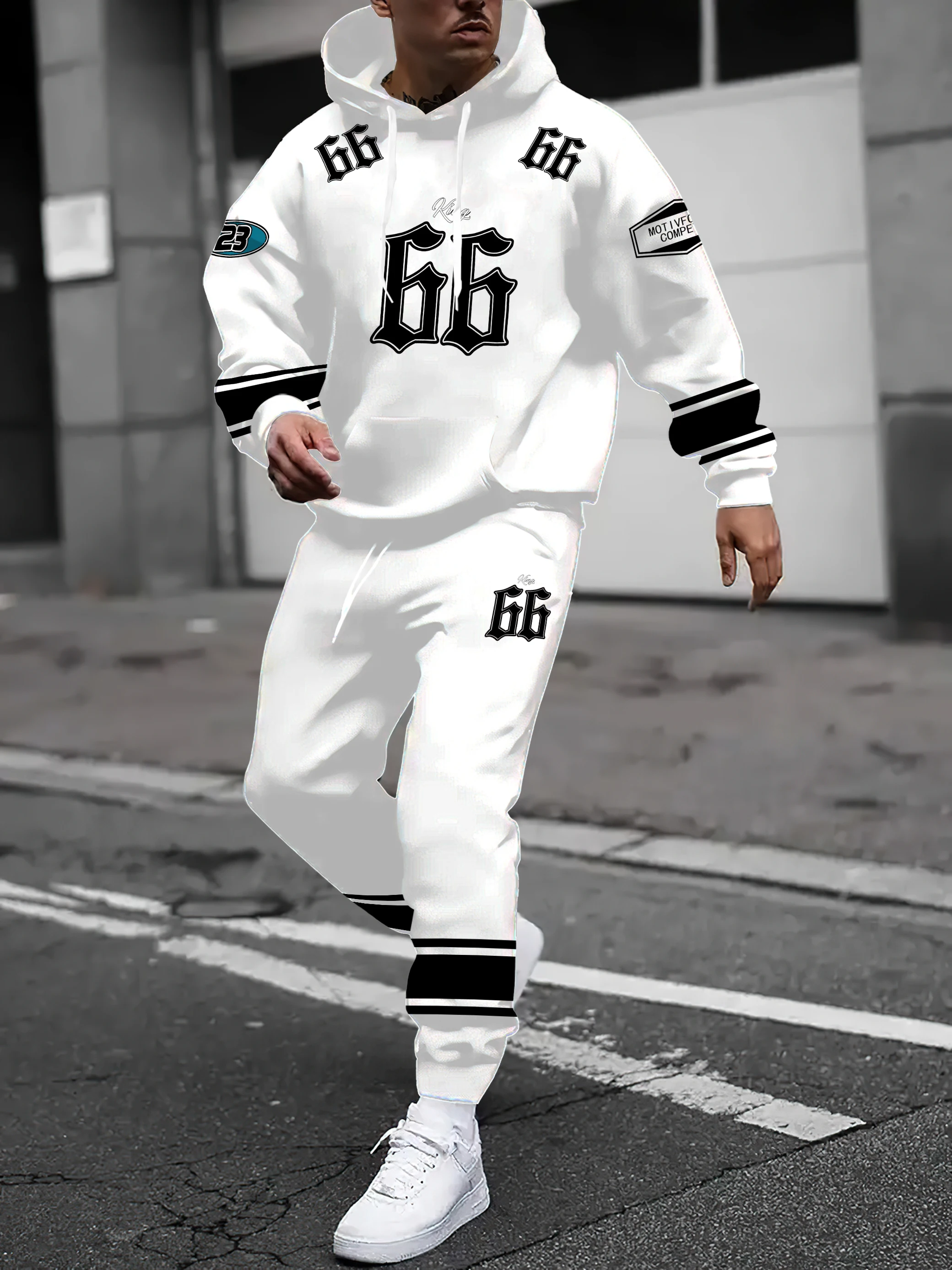 

2025 Spring and Autumn New Men's sweatshirt set casual sporty digital print streetwear