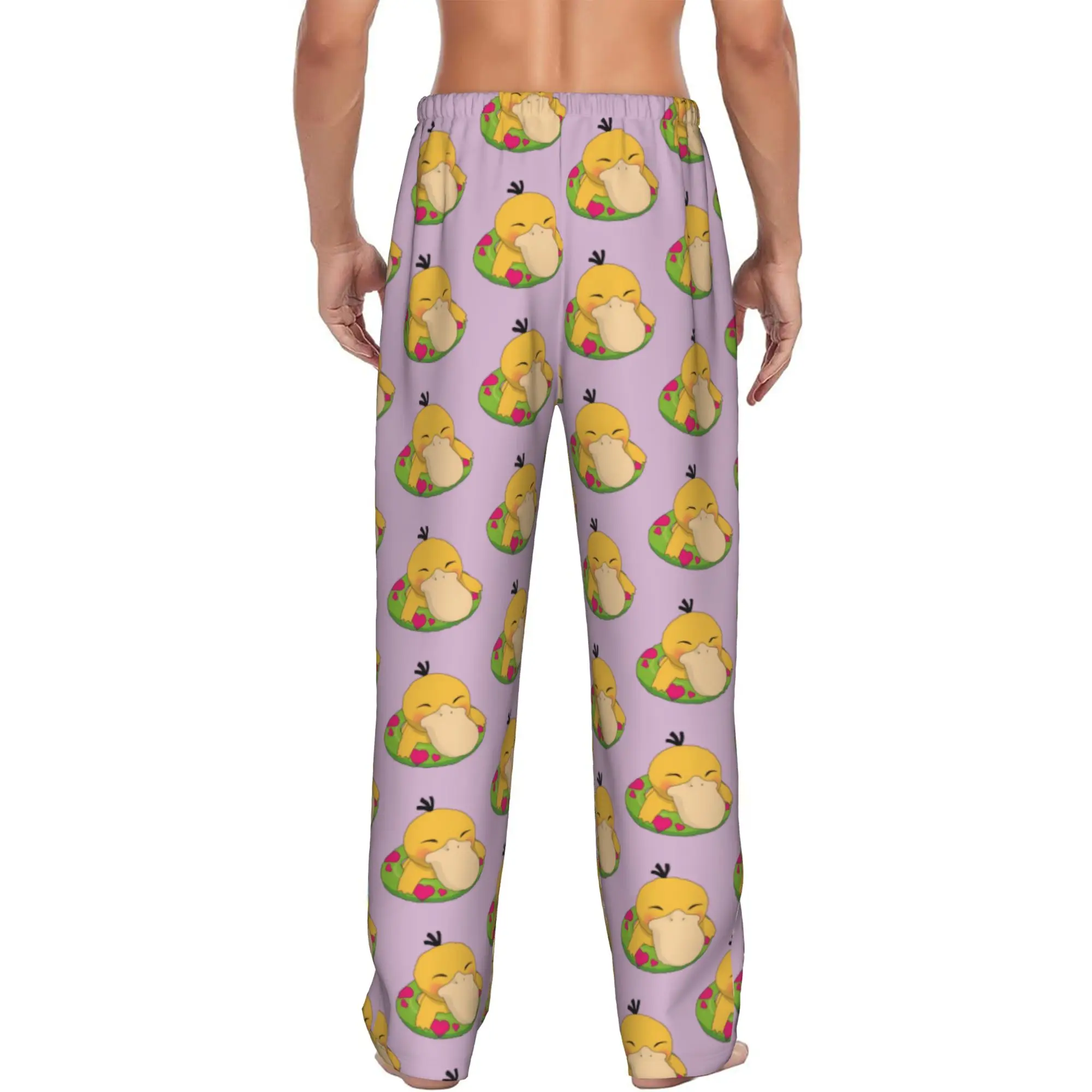 Custom Printed P-Psyducked Cartoon Pajama Pants Men Duck Anime Sleep Sleepwear Bottoms with Pockets