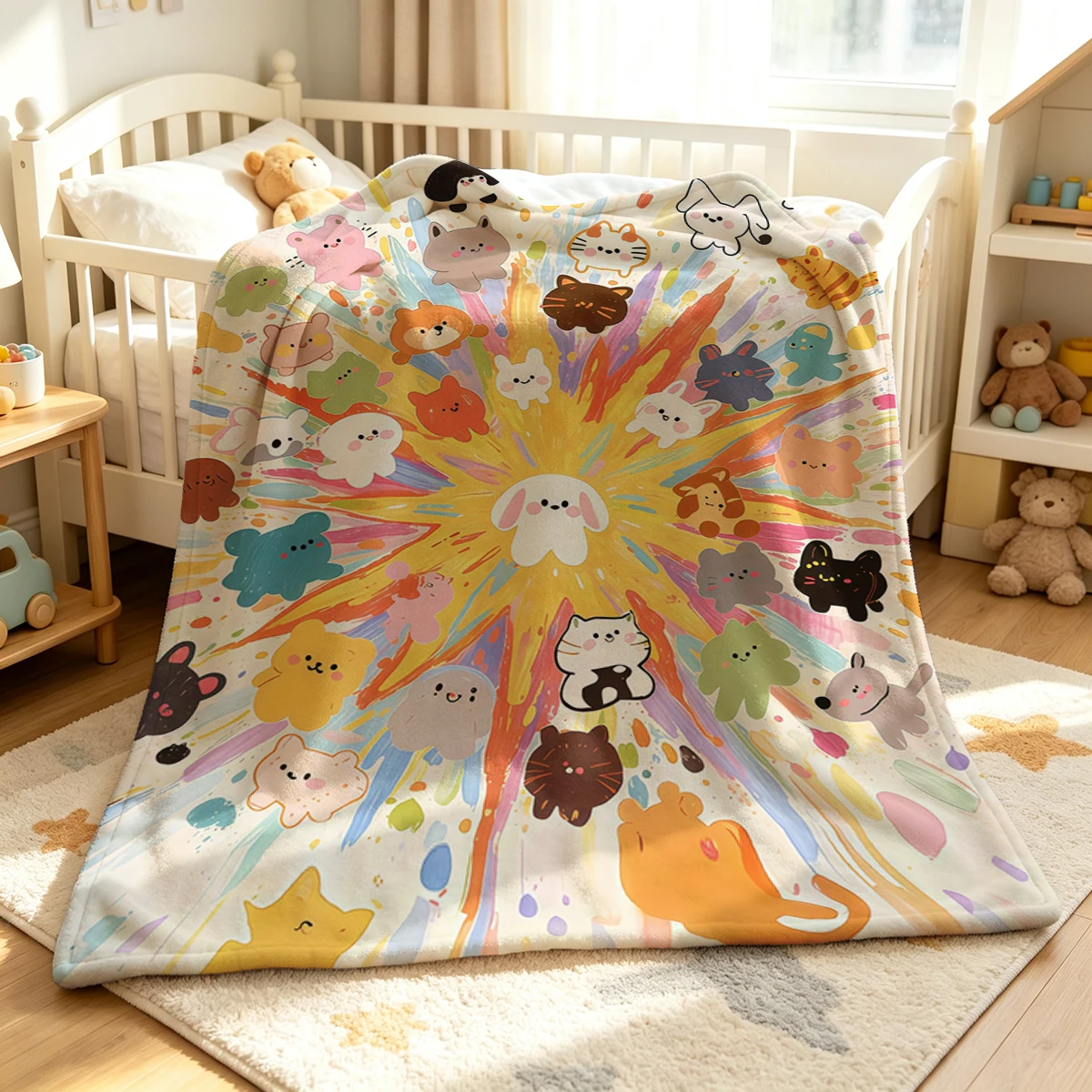 Petal Burst Flannel Blanket Warm Soft Halloween Christmas Couch Warm Cozy Decorative Decor Gift for All Season