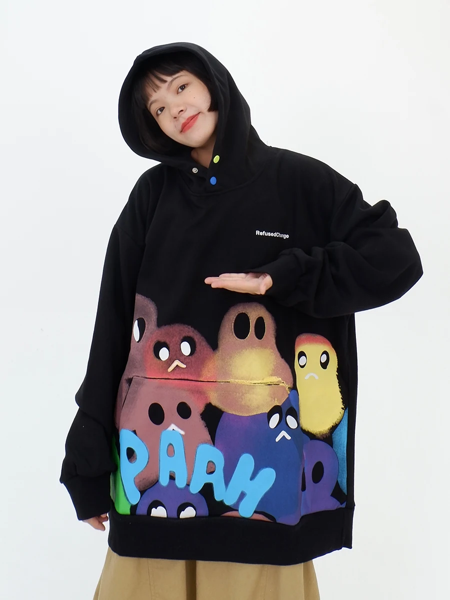 

Cartoon Fun Hooded Sweatshirts for Women 2023 Autumn New Loose Fit BF Childlike Fun Cute Retro Top Trend Hoodies