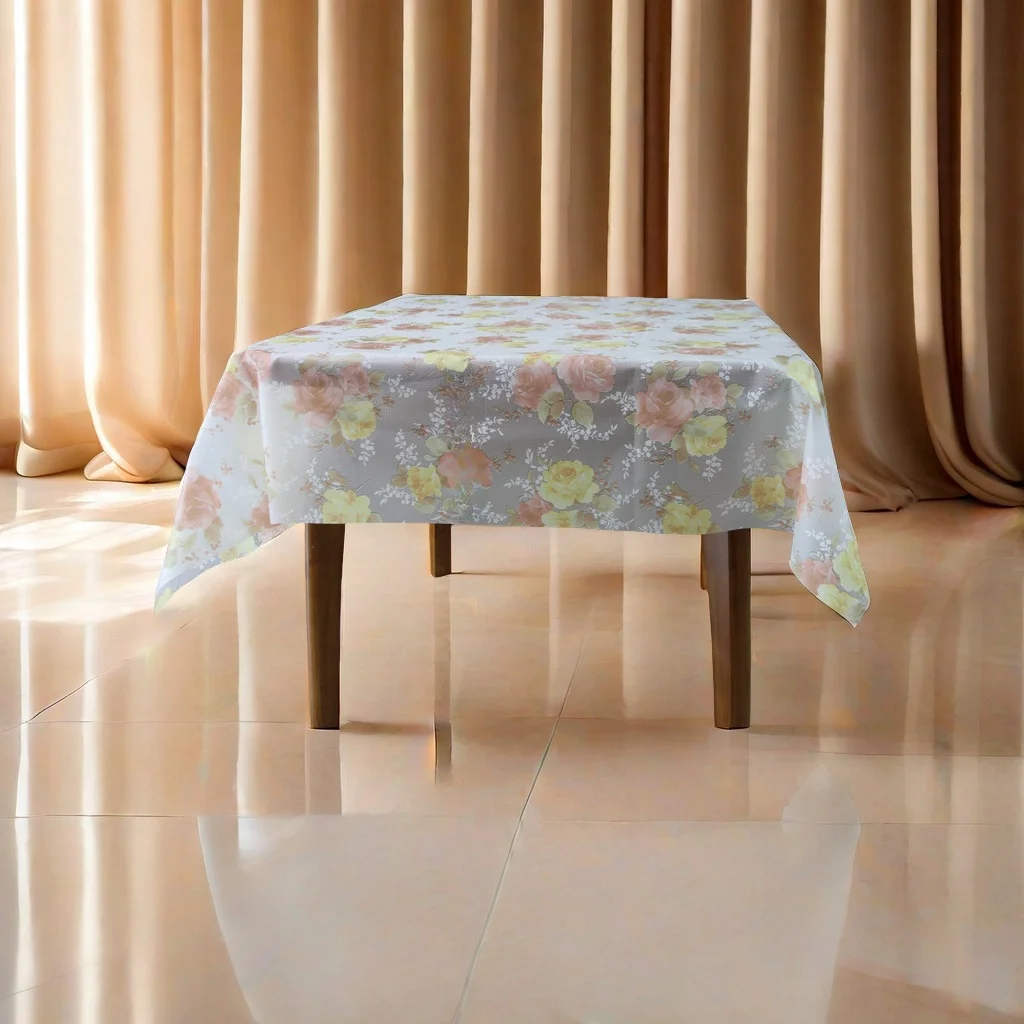 Rose Flower Pattern Waterproof Oil-proof Indoor Dining Table Family Restaurant Cafe Outdoor Camping