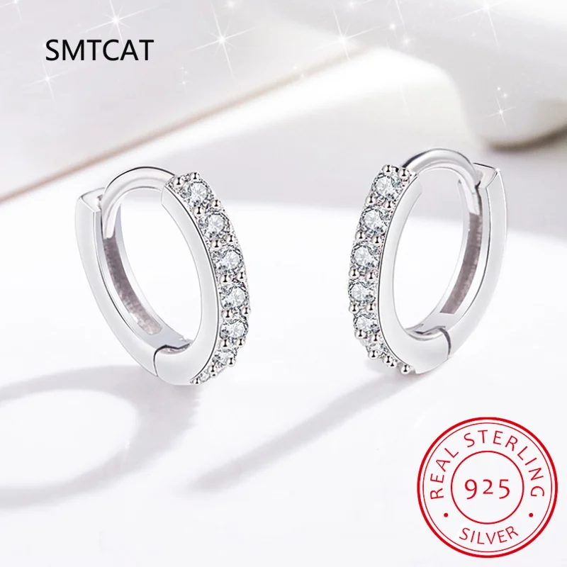 Micro Paved Full Moissanite Hoops Earrings Silver 925 Dazzling Diamond Ear Luxury Jewelry for Women Men Party Wedding Gift