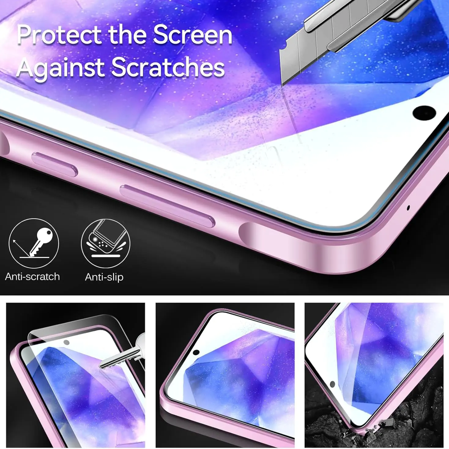 1–3 Stück Displayschutzfolie für Samsung Galaxy A02 A12 A22 A42 A52 5G A72 A03 A13 4G A33 A53 A73 A04 A14 A24 A54 9H gehärtetes Glas – Detail 4