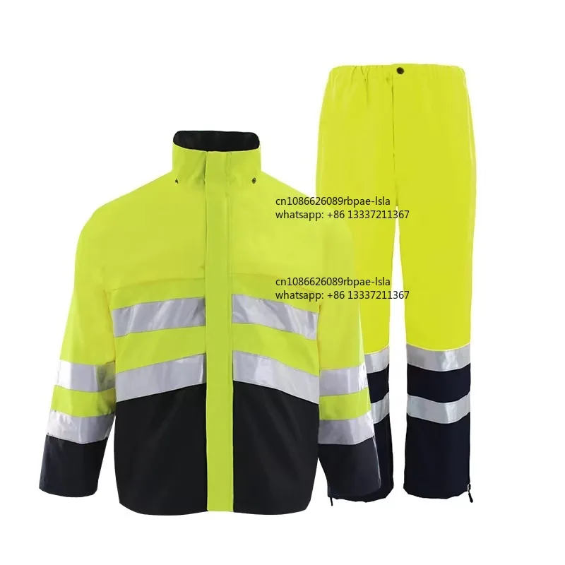 High visibility raincoat men's PVC raincoat reflective safety raincoat