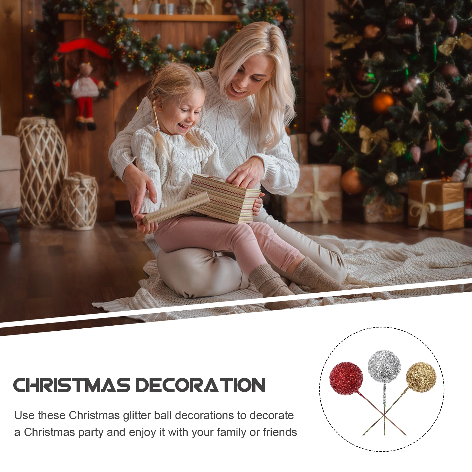 

150 Pcs Christmas Fake Berry Decorations Indoor Ball Ornaments Glitter Balls Wire