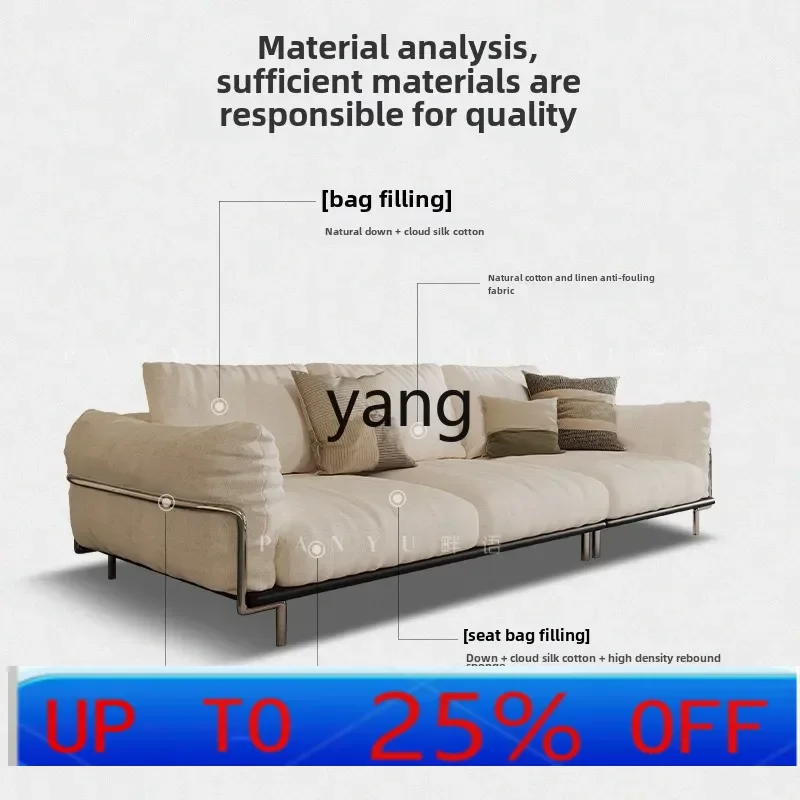 

LMM sofa living room designer straight row small apartment retro cotton and linen fabric sofa