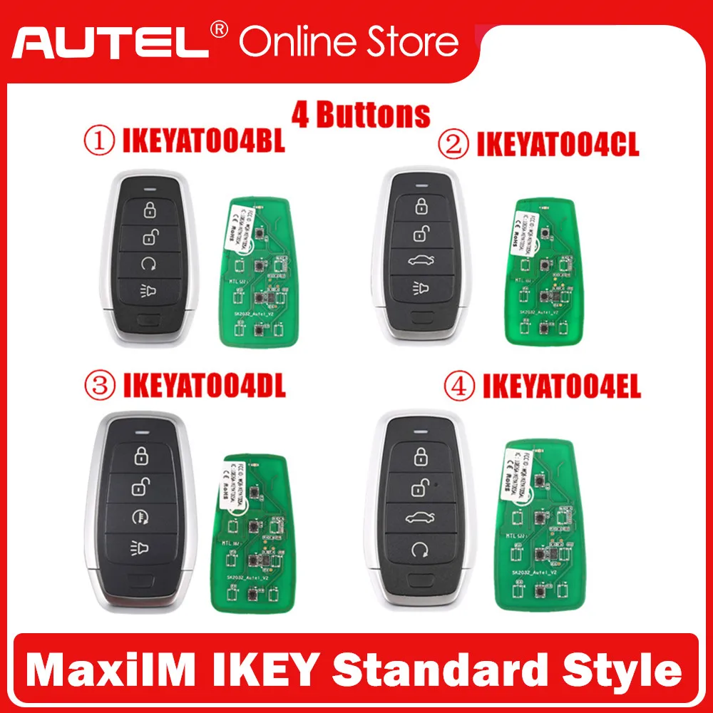 

AUTEL MAXIIM IKEY Standard Style IKEYAT004BL/IKEYAT004CL/IKEYAT004DL/IKEYAT004EL 4 Buttons Independent Smart Key (Remote Start)