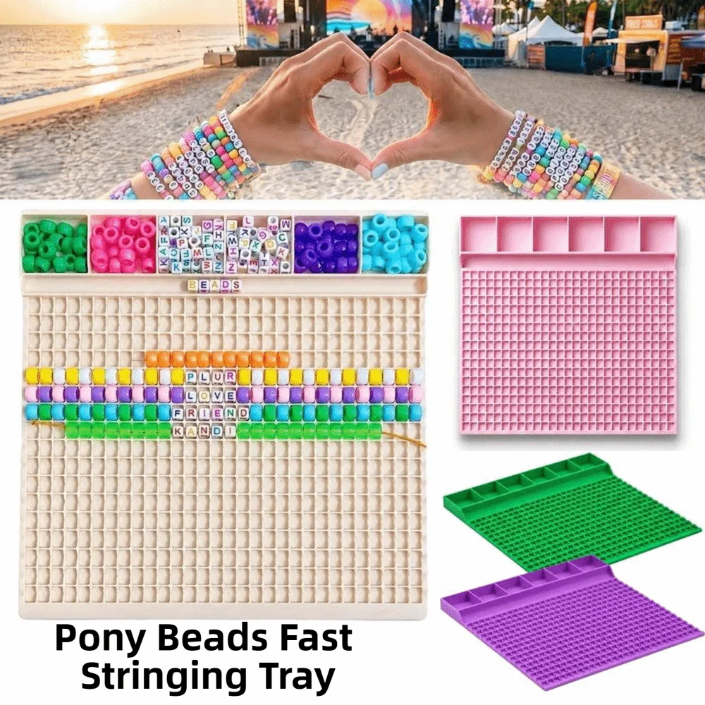 DIY Pony Beads Fast Stringing Tray Large Capacity Multi-Compartment Bead Bracelet Board Versatile Portable