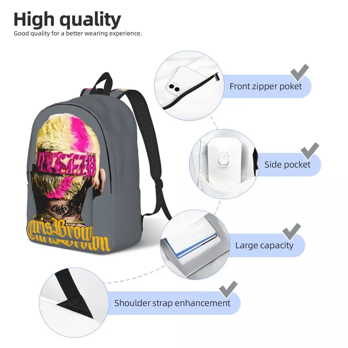 Mochila de volta à escola para homens, grande capacidade, mochila sólida para criança, bolsa para laptop para caminhadas, presente de volta à escola, 11, 11 Tour, 2024