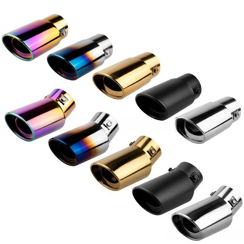 Universal Round Car Muffler  Stainless Steel Exhaust Accessory Enhances Tailpipe Exhaust 1pcs