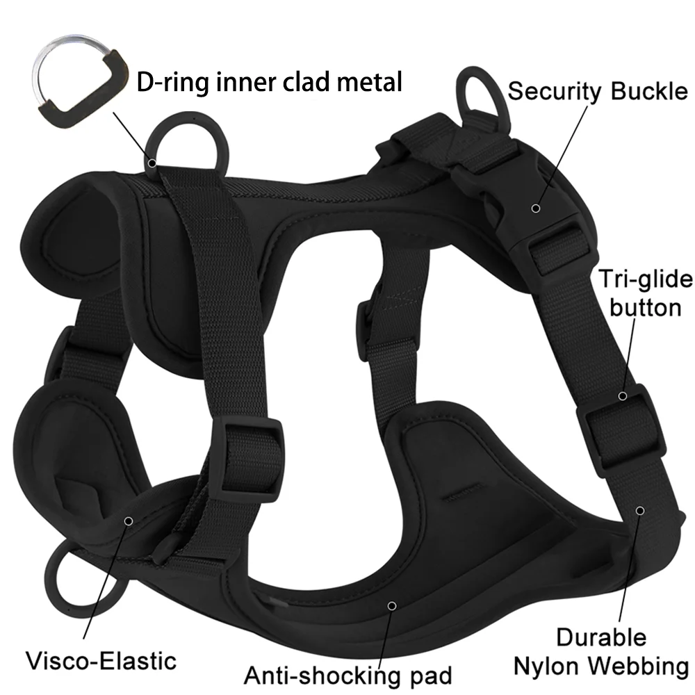 Double PVC Comfortable Dog Harness Adjustable Chest Strap Three-Piece