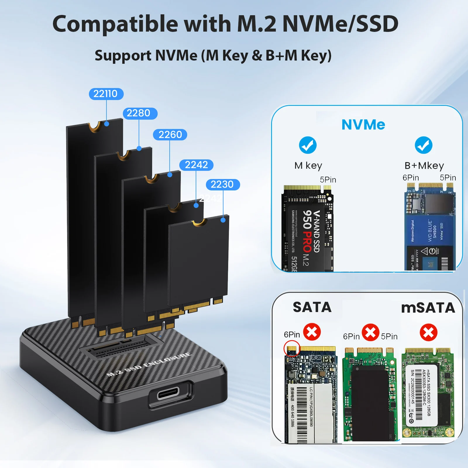 M.2 harde schijfbehuizing SSD harde schijf NVME/NGFF Dual Protocol Type C draagbare harde schijfbehuizing SSD Solid-state naar USB3.2