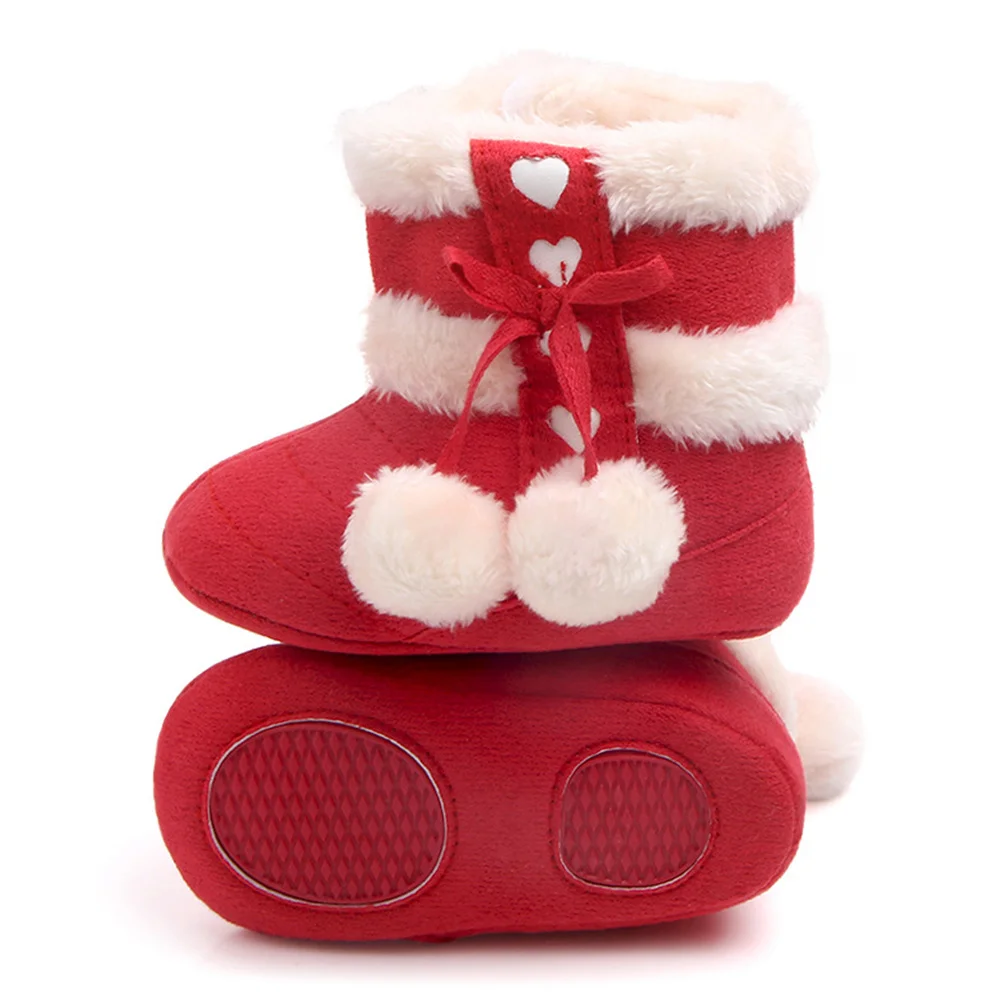 

1Pair Baby Christmas Boots Bowknot Cotton Warm Prewalkers Winter Shoes Comfortable Infant Gift Baby Prewalkers