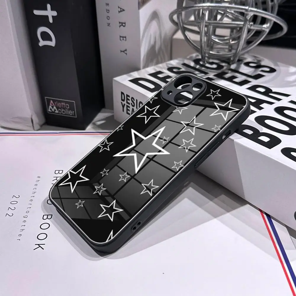 Punk Cool Five Pointed Star Phone Case Tempered Glass Shell FOR IPhone 15ProMAX 14 11 12 Pro 15Plus 13 Pro MAX XR XS MINI Cover