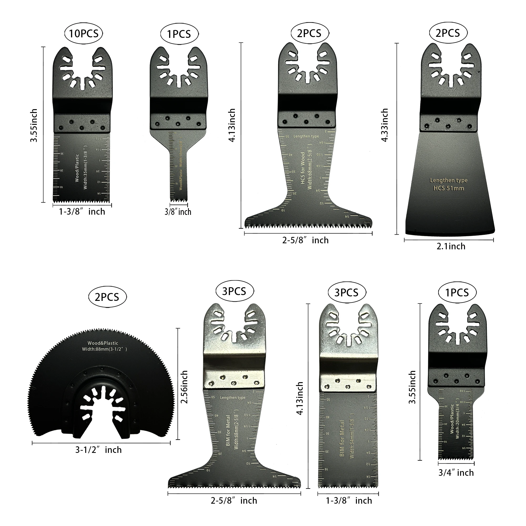 FOXBC 26pcs Wood Oscillating Multitool Quick Release Saw Blades fits Dewalt, Bosch, Craftsman, Ridgid, Ryobi, Makita