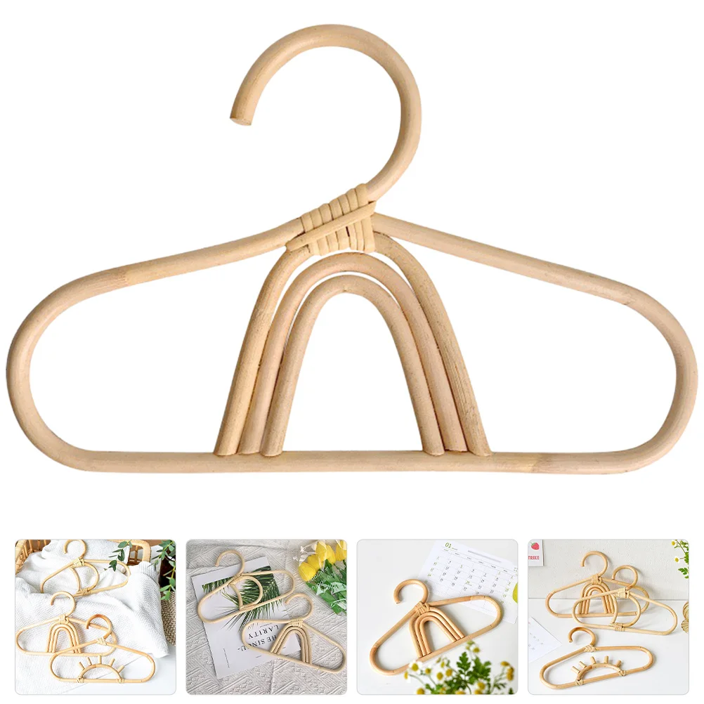 

Rainbow Hangers Rattan Children Hanger Natural Wood Baby Clothes Hanger Non-Scratch Surface Ideal for Nursery Closet