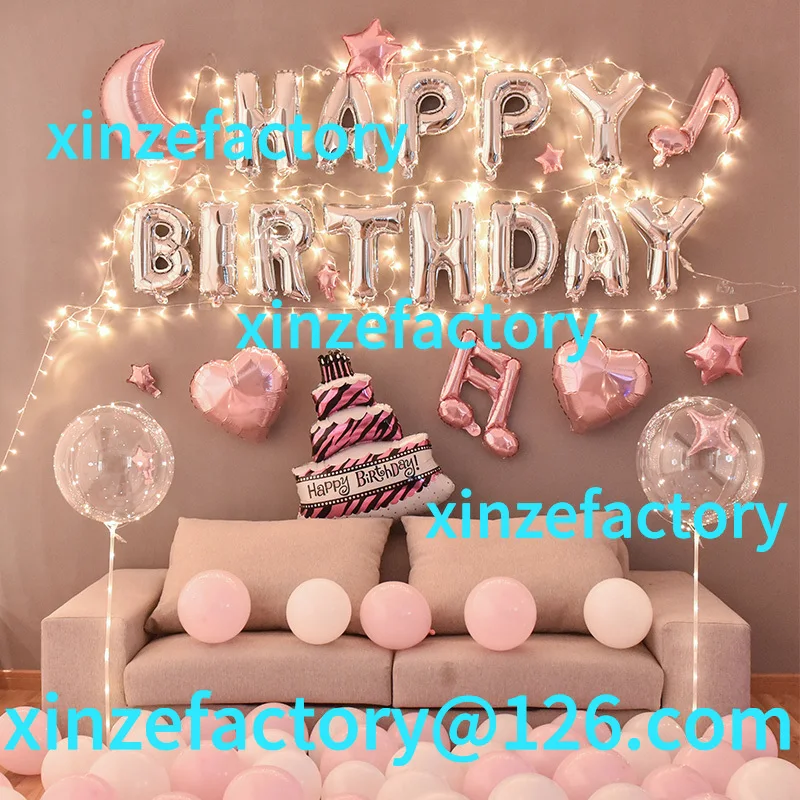 

Customizable Internet celebrity girl happy birthday balloon decorations scene layout children treasure party