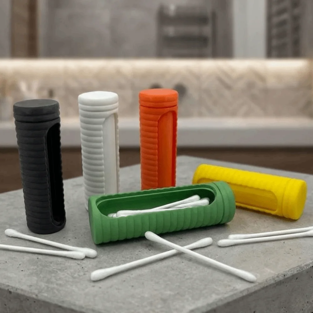Multi-functional 3D Printed Cotton Swabs Storage Box Rotatable Dust-proof Toothpicks Storage Box Plastic Swab Holder Office