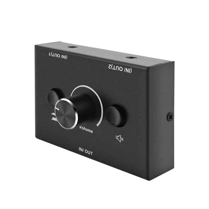 AT12 3.5Mm 2 Input 1 Output/1 Input 2 Output Audio Switcher Audio Switcher Box One-Key Mute Button