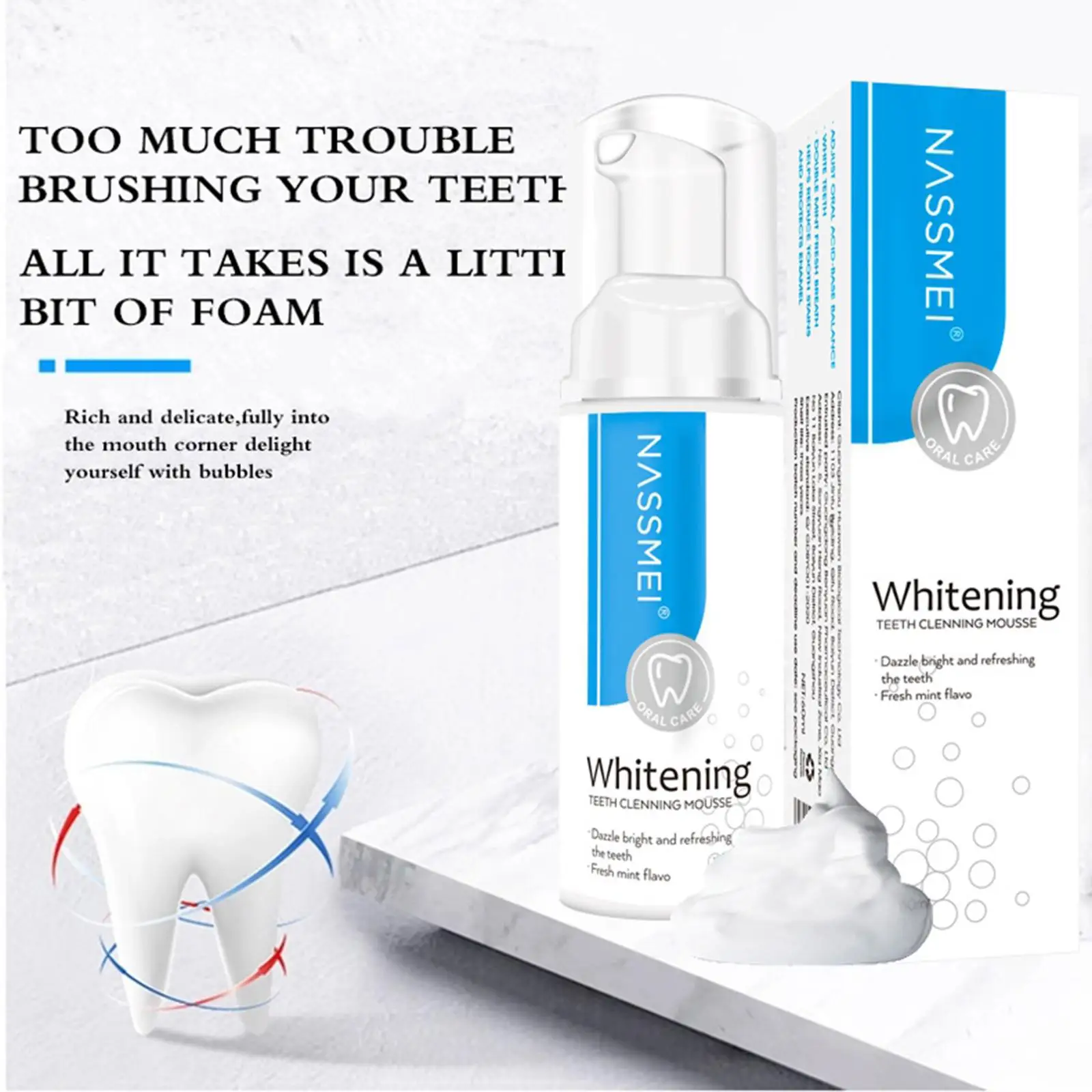 60ml Tooth Toothpaste Refreshing Shining -fine Mousse