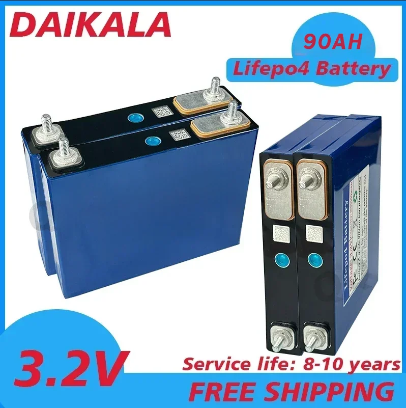 LifePO4 Rechargeable Lithium Iron Phosphate Battery, Off Grid Solar System  90Ah 3.2V Suitable for Ships, Golf Carts UPS Motor