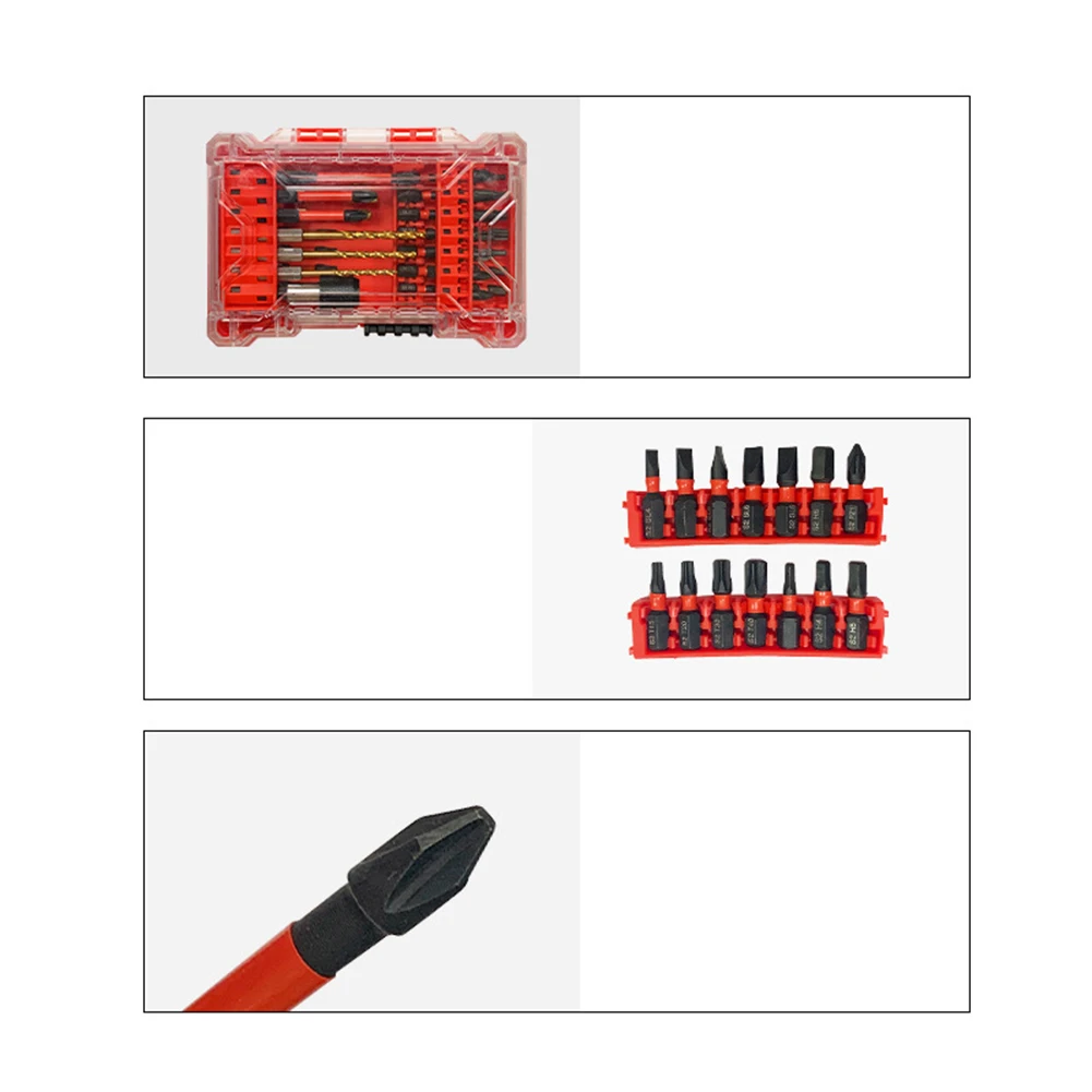 For Automotive Maintenance 35pcs Bit Set Variety Of Bit Sizes As Shown In The Figure Transparent Hard Plastic Case