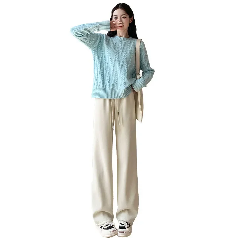 2025 New Casual Women Corduroy Long Pants Fashion Autumn Winter High Waist Wide Leg Pants Thick Female Long Pants Trousers