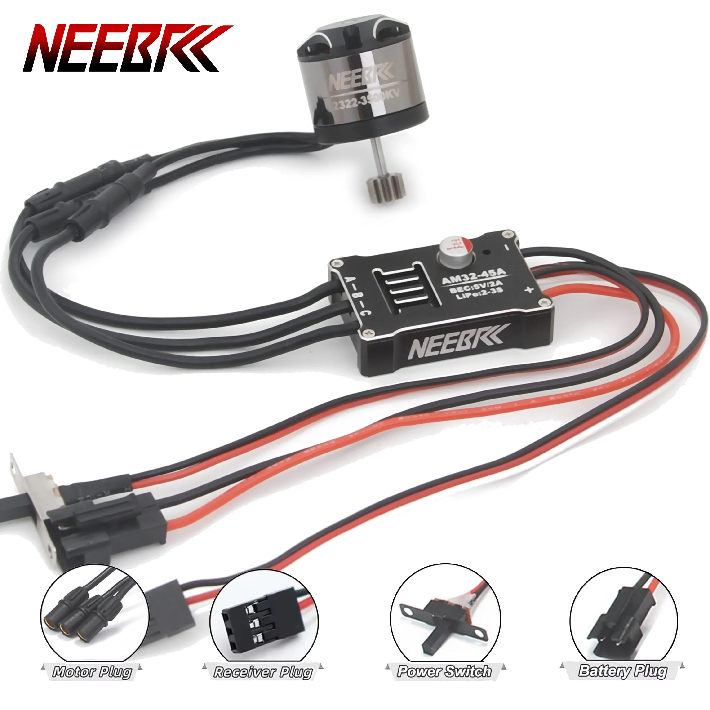

NEEBRC 2322 3500KV Outrunner Crawler Brushless Motor Metal 45A ESC Waterproof for 1/12 RC Car MN82 MN99S MN168 MN78 Upgrade Part