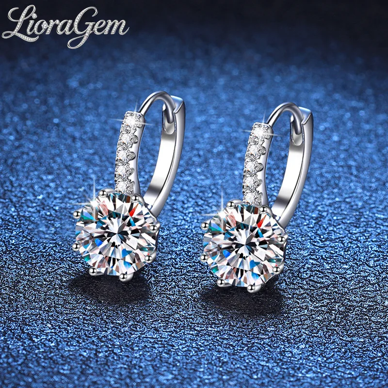 LioraGem Stunning Minimalist Moissanite Earrings, 2-Carat D-Color Moissanite Earrings Platinum PT950 Stamp Fine Jewelry Gifts