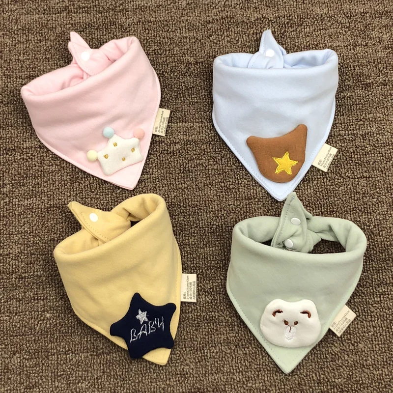 (4 pieces) Baby cotton bib newborn saliva scarf triangle soft and skin friendly Class A grade for 0-3 years old